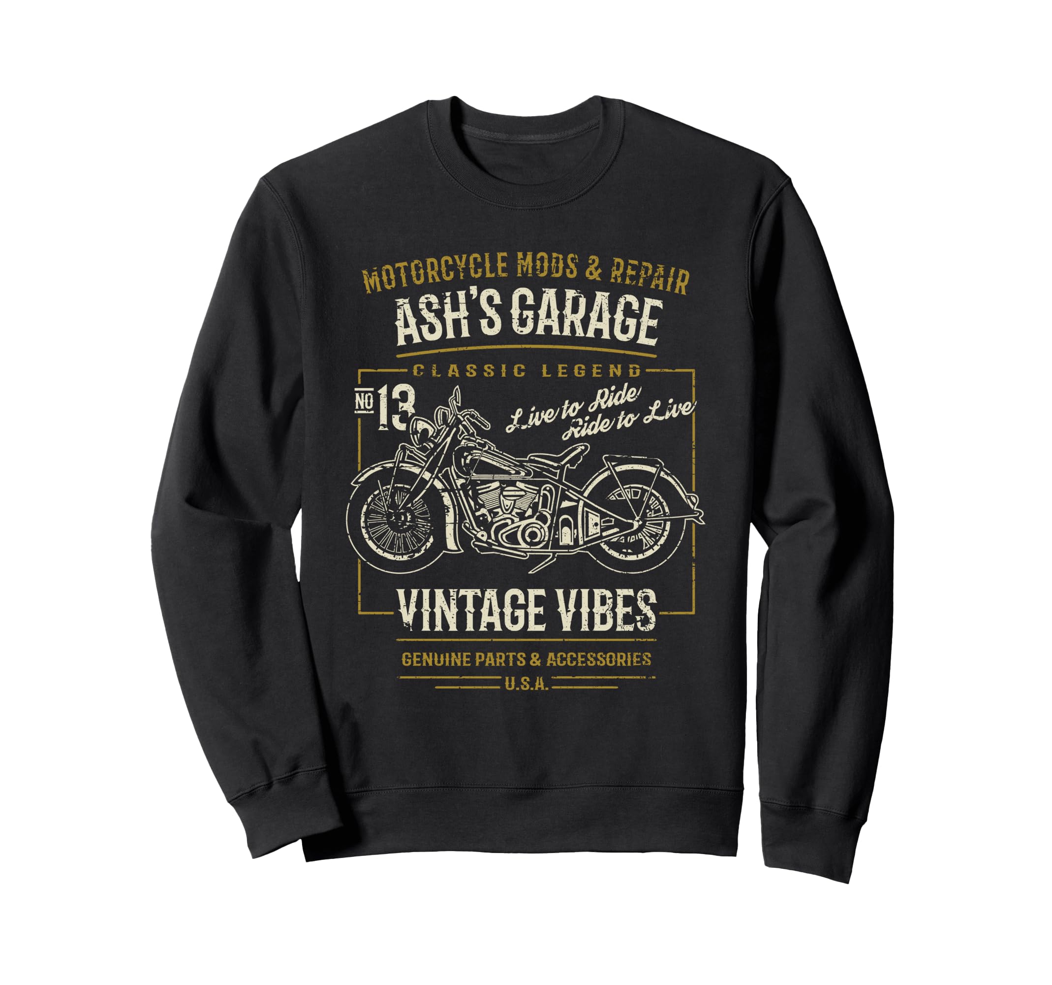 Ashs Garage Motorcycle Sweatshirt - Unique Graphic Men Women - T-Shirt, Sweatshirt, Hoodie