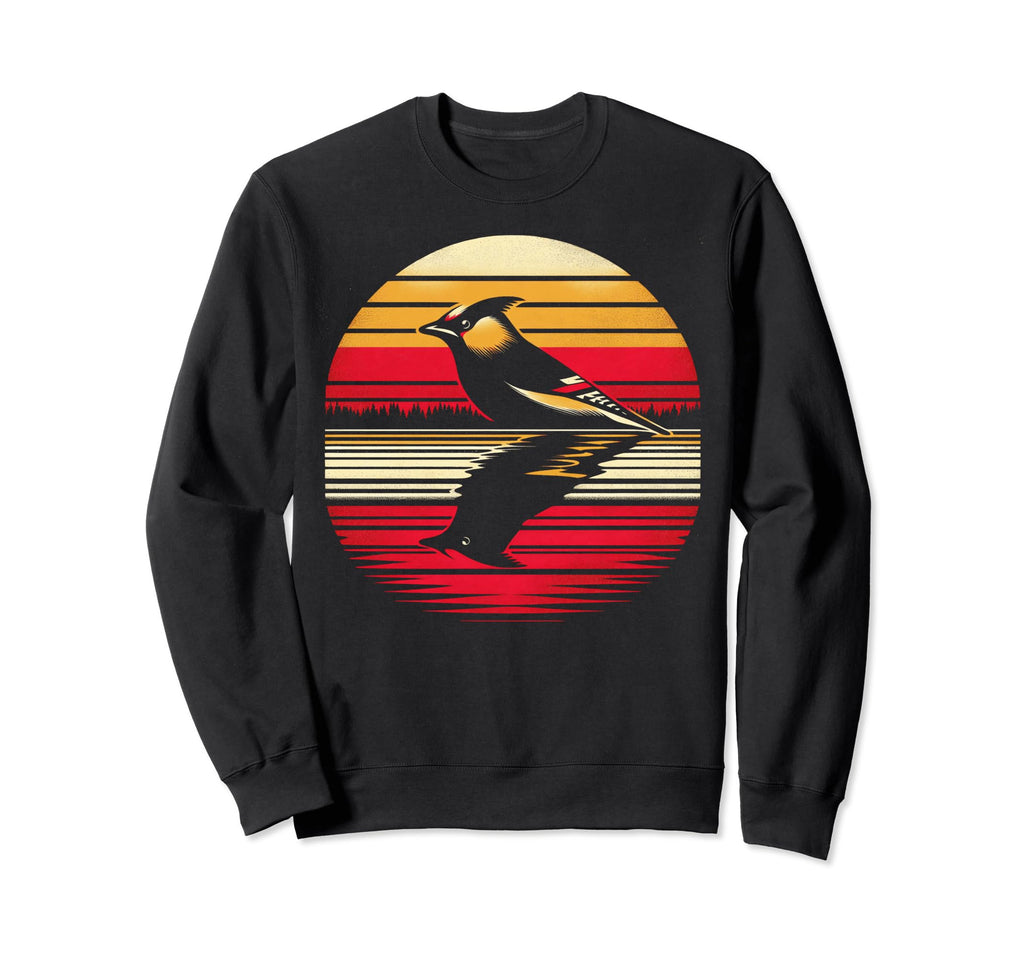 Waxwing Bird Sunset Safari 70S Sweatshirt - Custom Art Print for Adults - T-Shirt, Sweatshirt, Hoodie