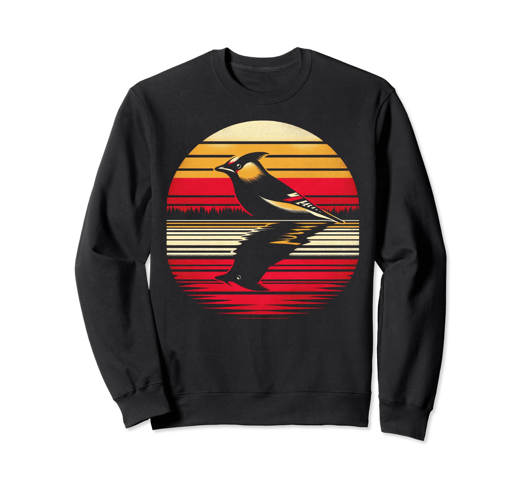 Waxwing Bird Sunset Safari 70S Sweatshirt - Custom Art Print for Adults - T-Shirt, Sweatshirt, Hoodie