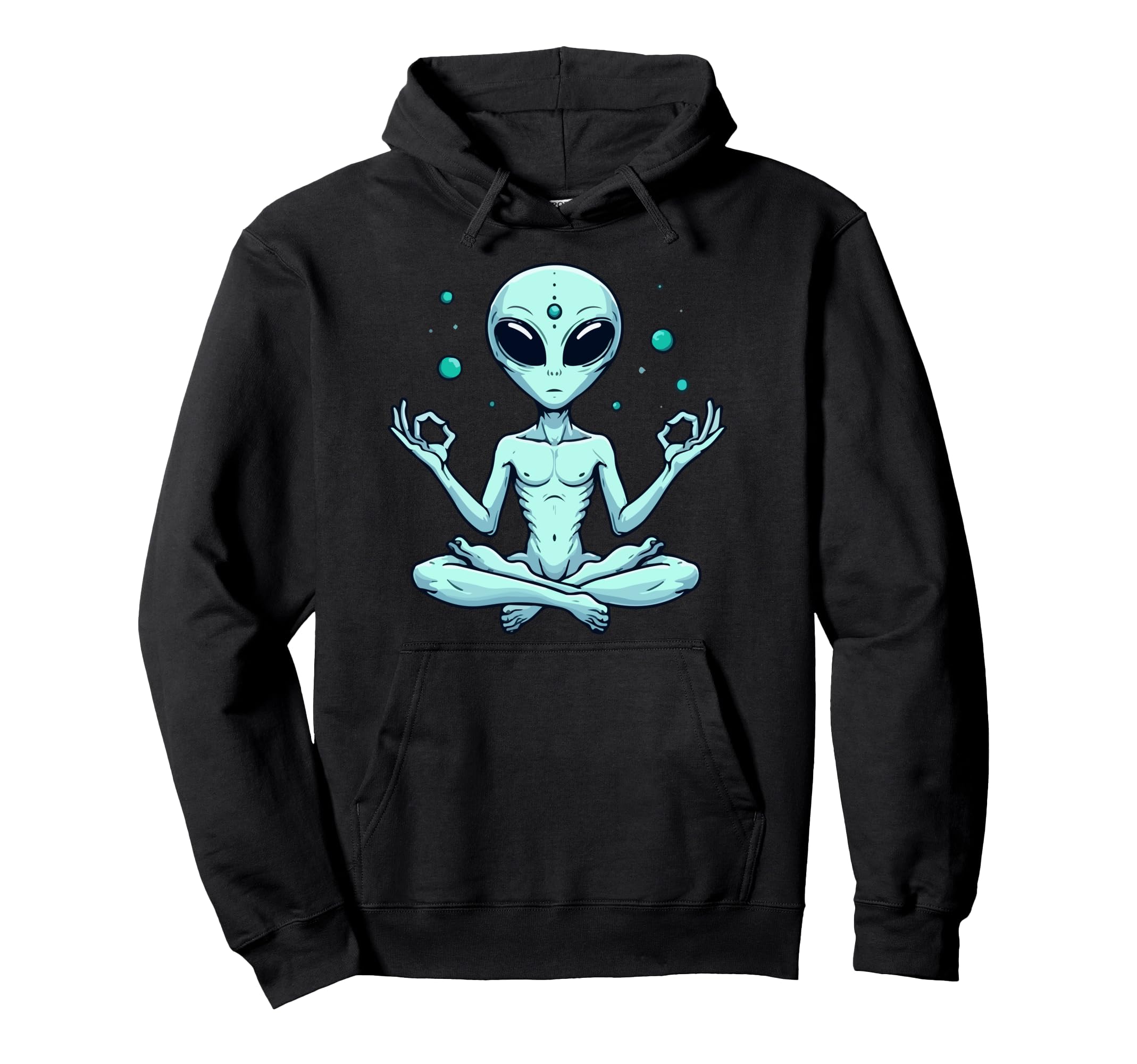 Meditation Alien Yoga Pose Relaxing Hoodie - Fun Novelty Design for Adults - T-Shirt, Sweatshirt, Hoodie