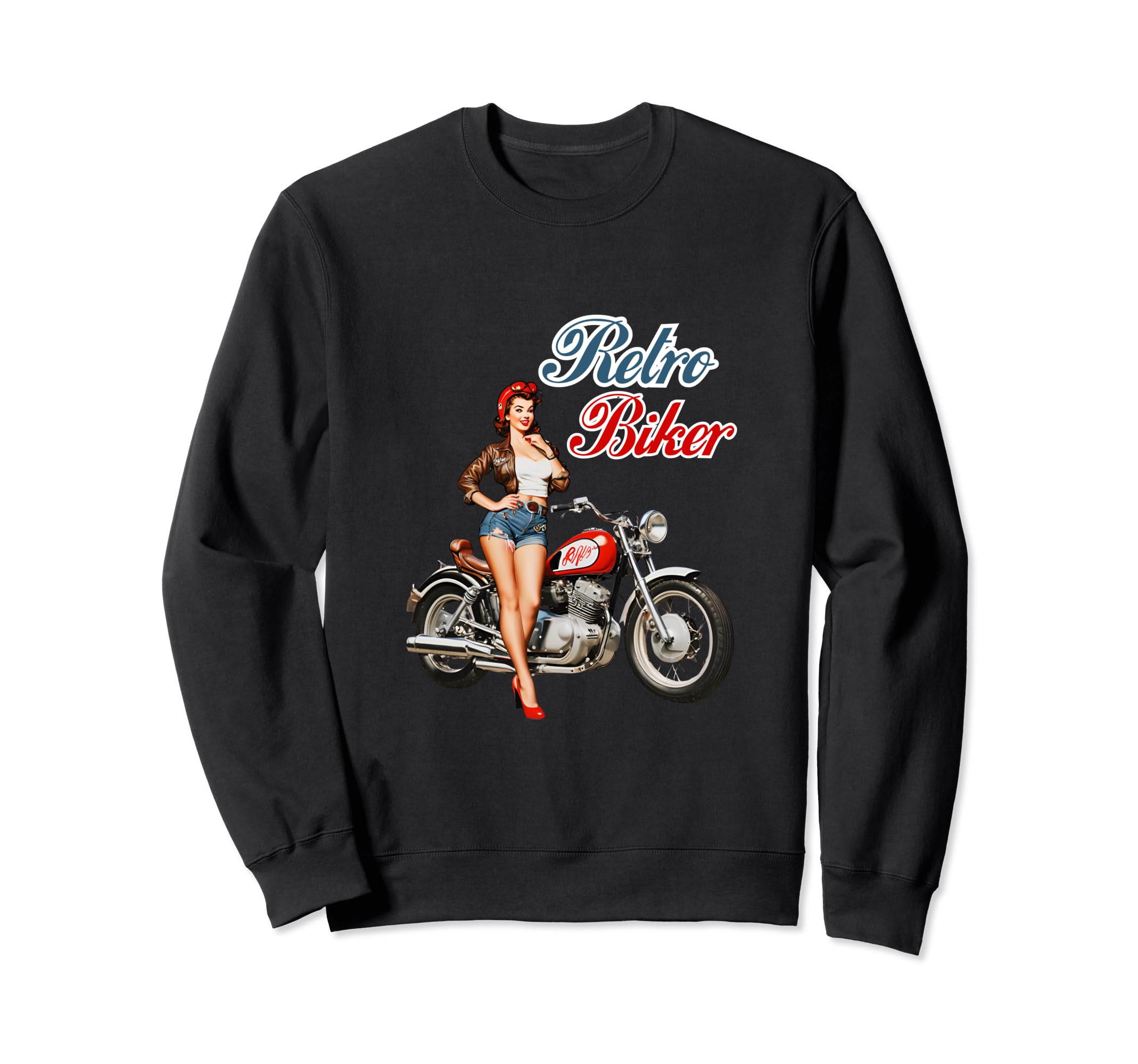 Biker Motorcycle Pin Up Sweatshirt - Custom Art Print for Adults - T-Shirt, Sweatshirt, Hoodie