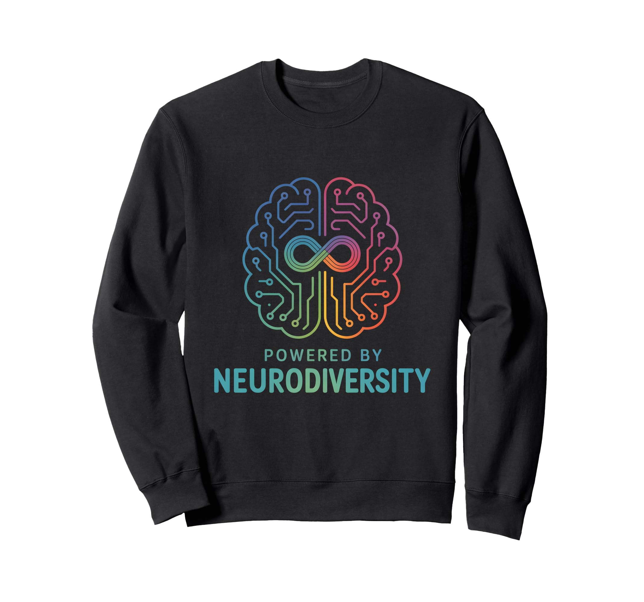 Powered Neurodiversity Brain Sweatshirt - Novelty Apparel for Adults - T-Shirt, Sweatshirt, Hoodie
