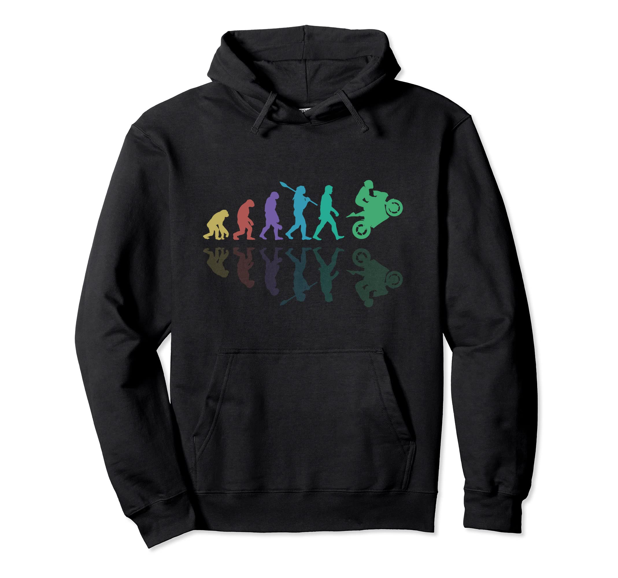 Motorcycle Evolution Shadow Biker Hoodie - Fun Novelty Design for Adults - T-Shirt, Sweatshirt, Hoodie