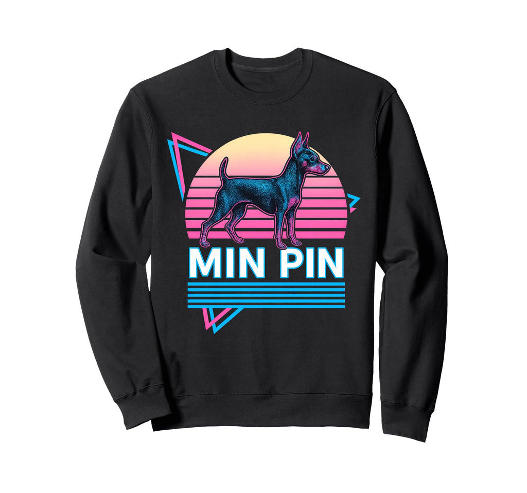 Miniature Pinscher Synthwave Sweatshirt - Casual Everyday Wear Unisex - T-Shirt, Sweatshirt, Hoodie