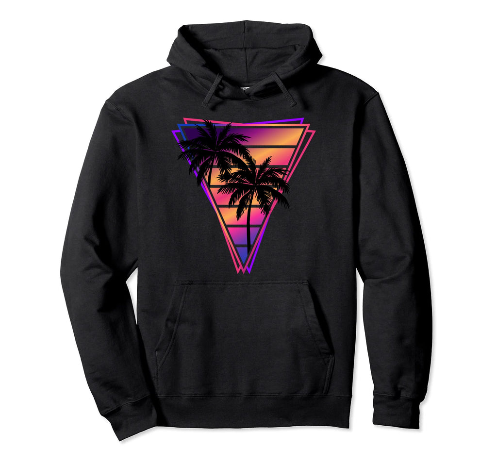 Synthwave Vaporwave Triangle Palm Trees Hoodie - Graphic Print for Adults - T-Shirt, Sweatshirt, Hoodie