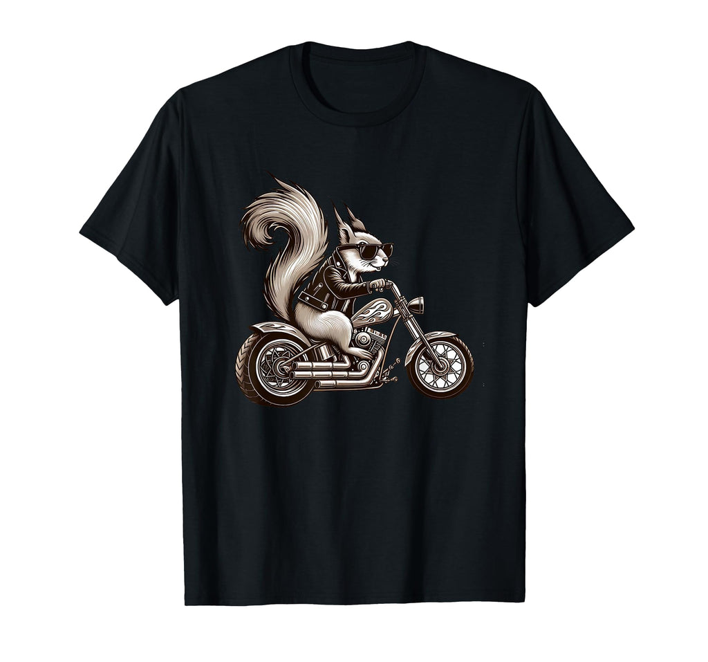 Squirrel Riding Motorcycle T-Shirt - Casual Everyday Wear for Adults - T-Shirt, Sweatshirt, Hoodie