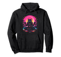 Synthwave Cat Samurai Mediation Hoodie - Novelty Apparel Men Women - T-Shirt, Sweatshirt, Hoodie