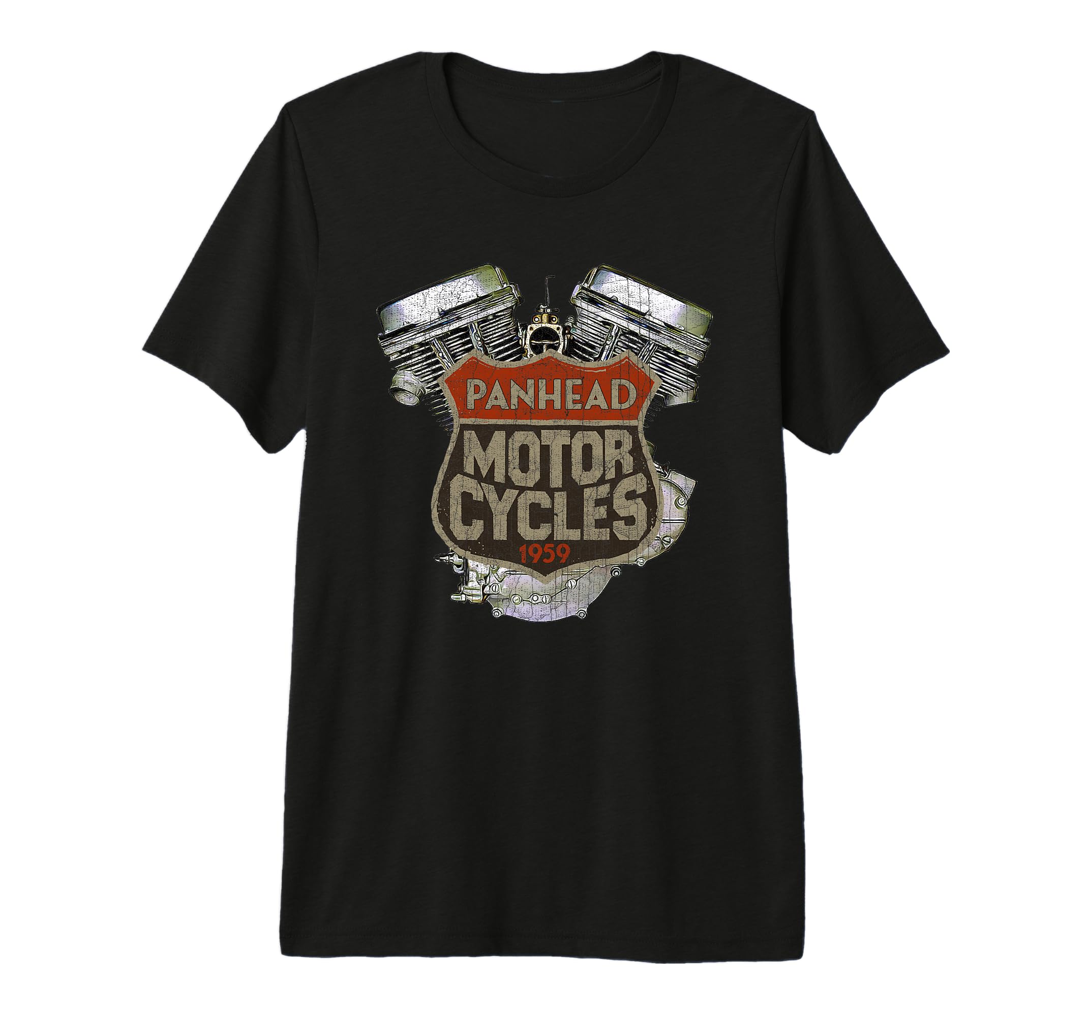 1959 Panhead Motorcycle Distressed Biker T-Shirt - Custom Art Print Unisex - T-Shirt, Sweatshirt, Hoodie