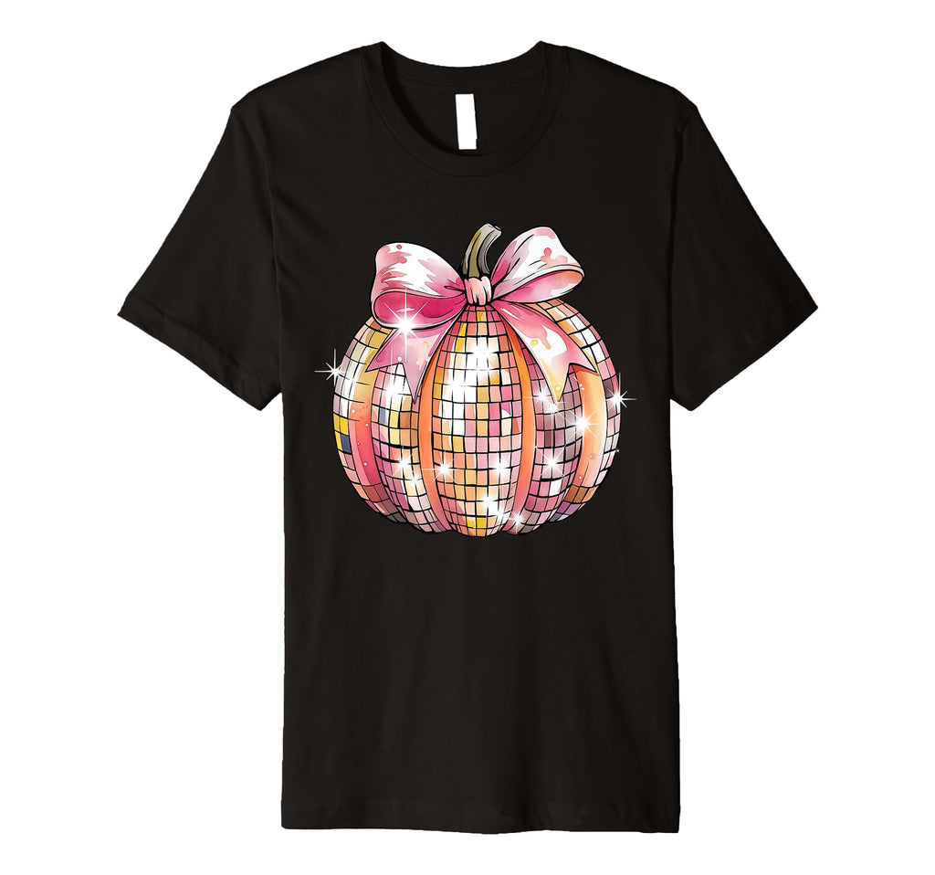 Coquette Disco Ball Pumpkin Fall T-Shirt - Custom Art Print Unisex - T-Shirt, Sweatshirt, Hoodie
