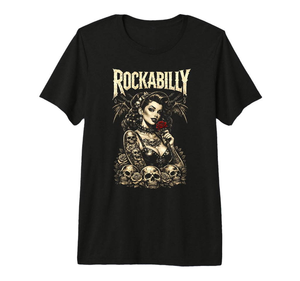 Rockabilly Gothic Pinup Skulls Alternative T-Shirt - Trendy Graphic Unisex - T-Shirt, Sweatshirt, Hoodie