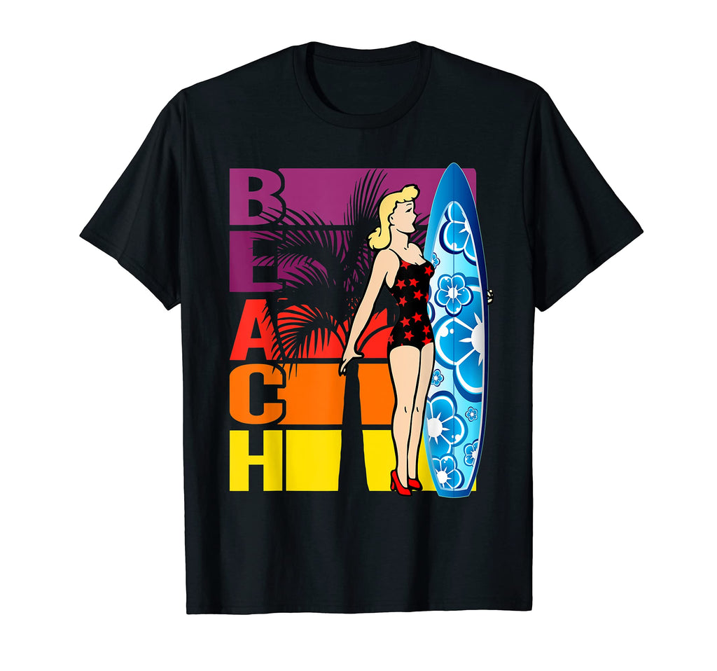 Beach Surf Surfboard Surfing Sunset T-Shirt - Minimalist Print for Adults - T-Shirt, Sweatshirt, Hoodie