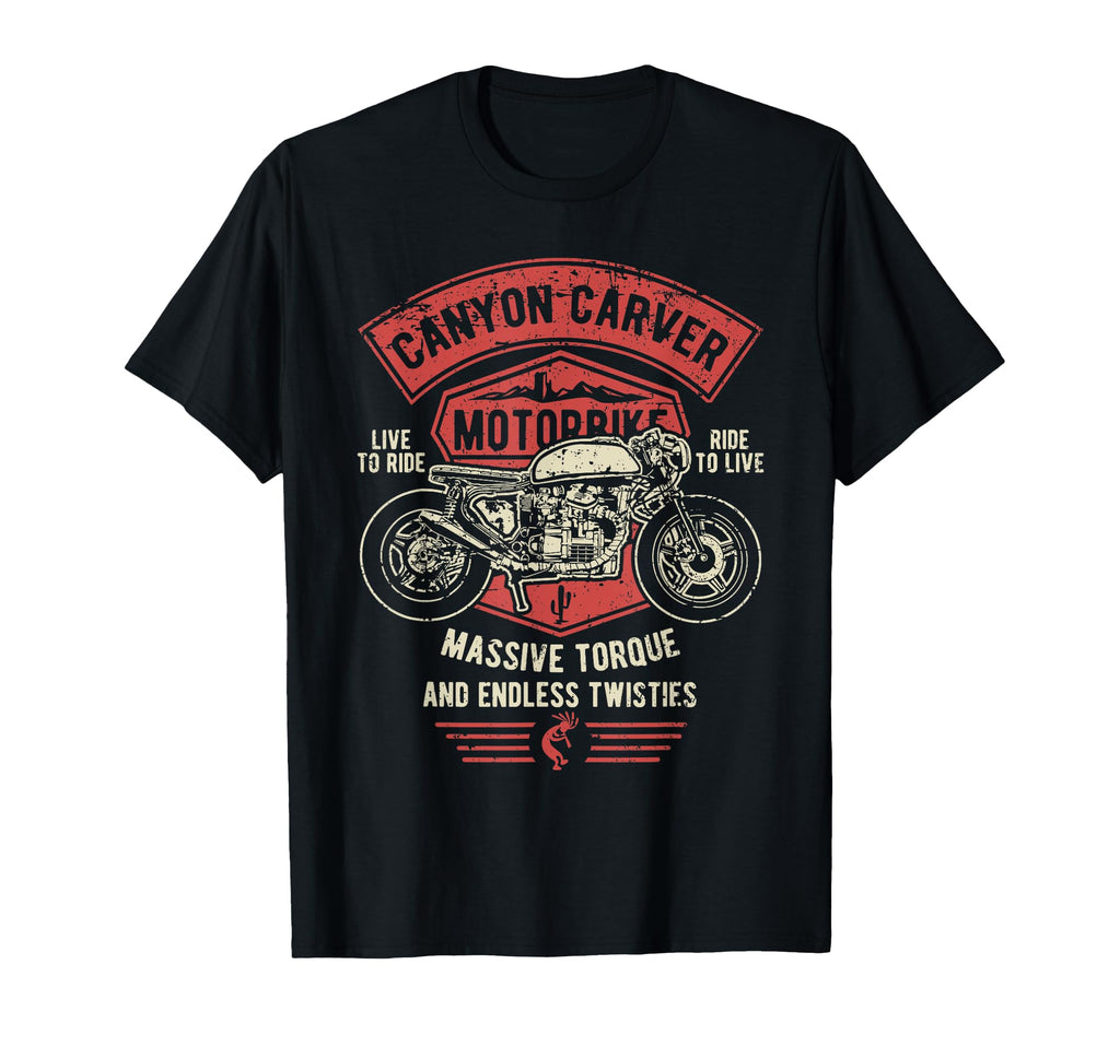 Canyon Carver Motorcycle Distressed T-Shirt - Custom Art Print Men Women - T-Shirt, Sweatshirt, Hoodie