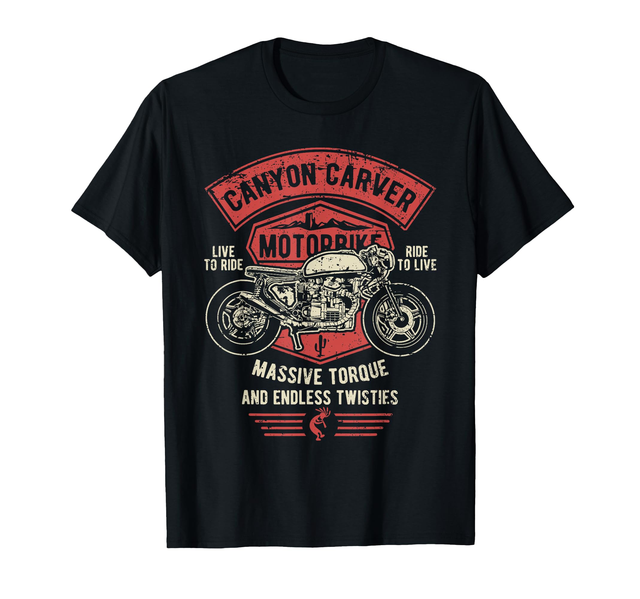 Canyon Carver Motorcycle Distressed T-Shirt - Custom Art Print Men Women - T-Shirt, Sweatshirt, Hoodie