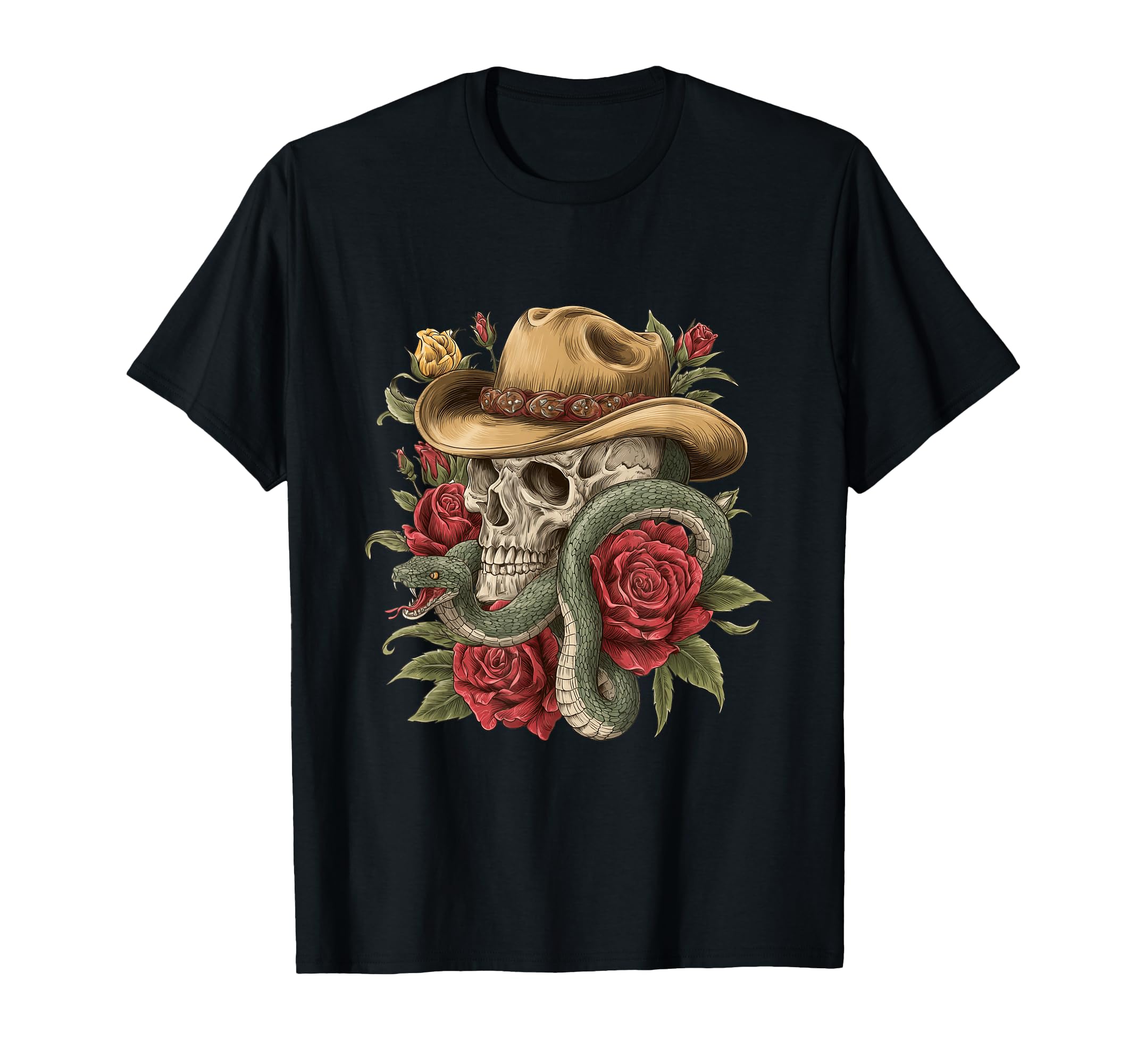 Aesthetic Western Skull Snake Cowboy T-Shirt - Graphic Print Men Women - T-Shirt, Sweatshirt, Hoodie