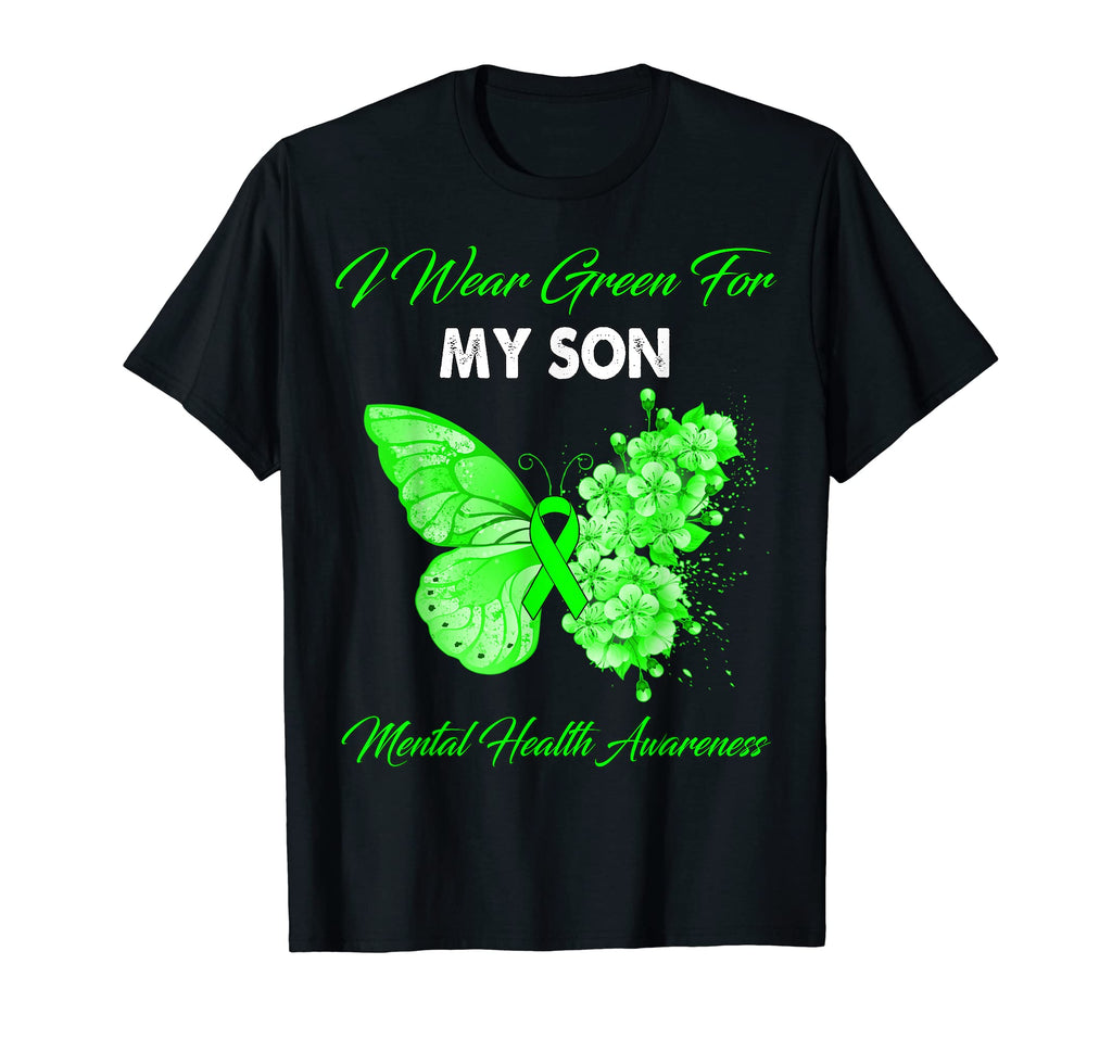 Butterfly I Wear Green My Son Mental T-Shirt - Unique Graphic Unisex - T-Shirt, Sweatshirt, Hoodie