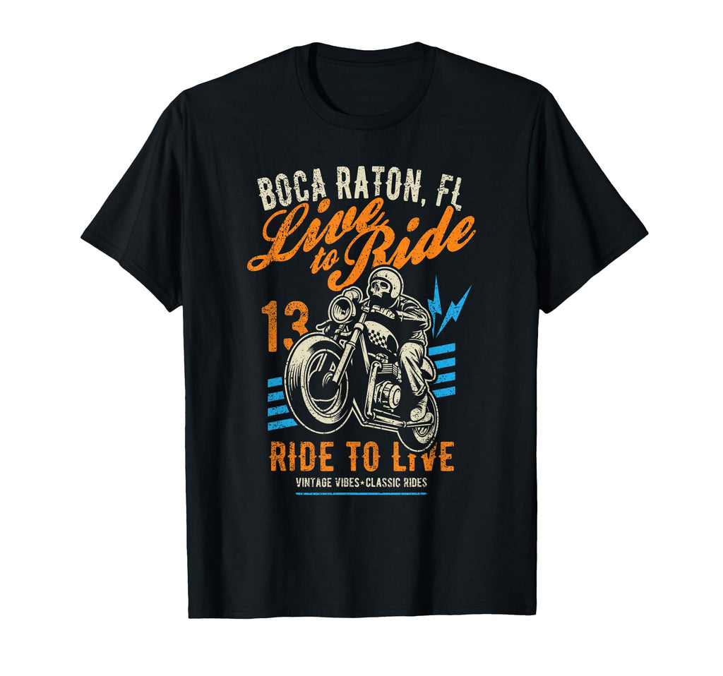 Boca Raton Fl Usa Motorcycle T-Shirt - Casual Everyday Wear Men Women - T-Shirt, Sweatshirt, Hoodie
