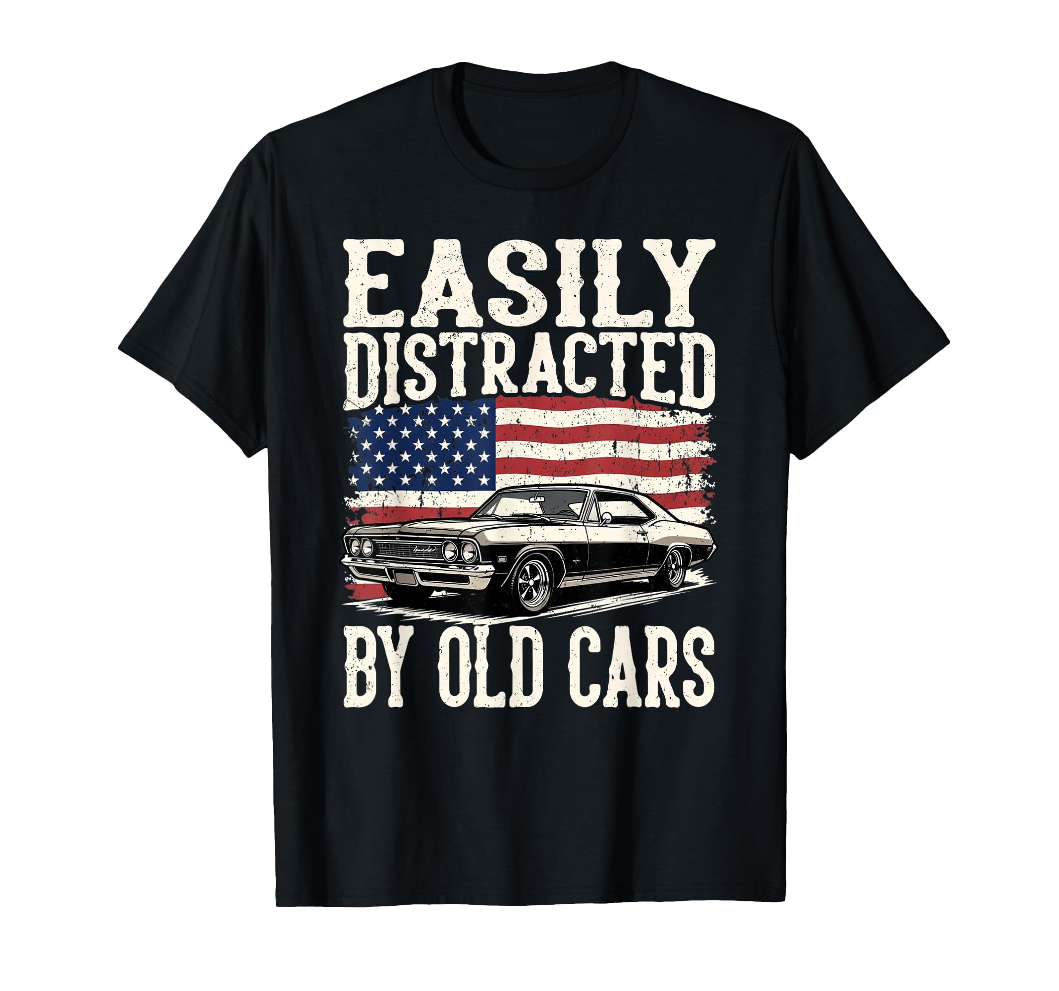 Easily Distracted Old Cars Car Guy T-Shirt - Novelty Apparel Unisex - T-Shirt, Sweatshirt, Hoodie