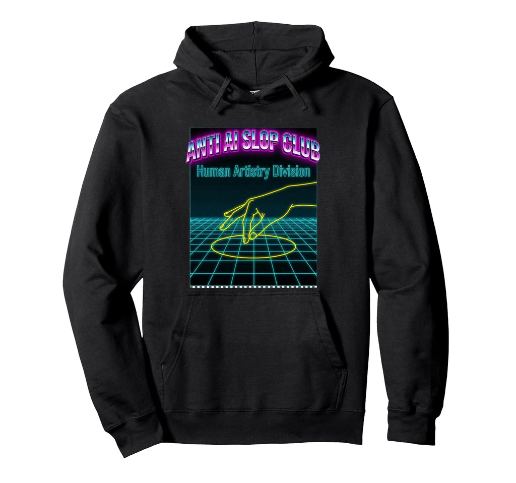 Anti Ai Slop Club Vaporwave Human Hoodie - Minimalist Print Unisex - T-Shirt, Sweatshirt, Hoodie