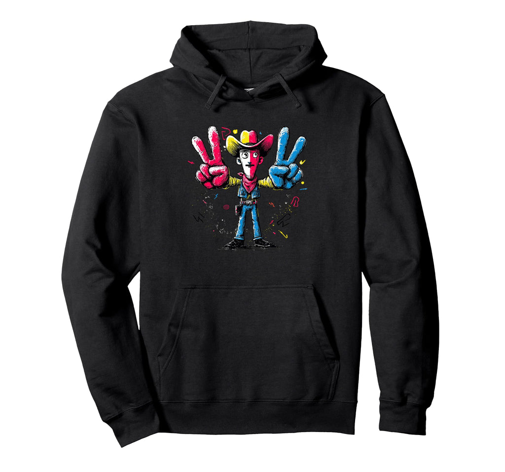 Cowboy Double Peace Pop Western Character Hoodie - Trendy Graphic Men Women - T-Shirt, Sweatshirt, Hoodie