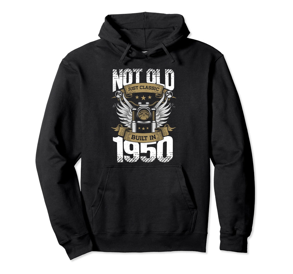 Motorcycle Biker Birthday Built 1950 Hoodie - Fun Novelty Design Unisex - T-Shirt, Sweatshirt, Hoodie