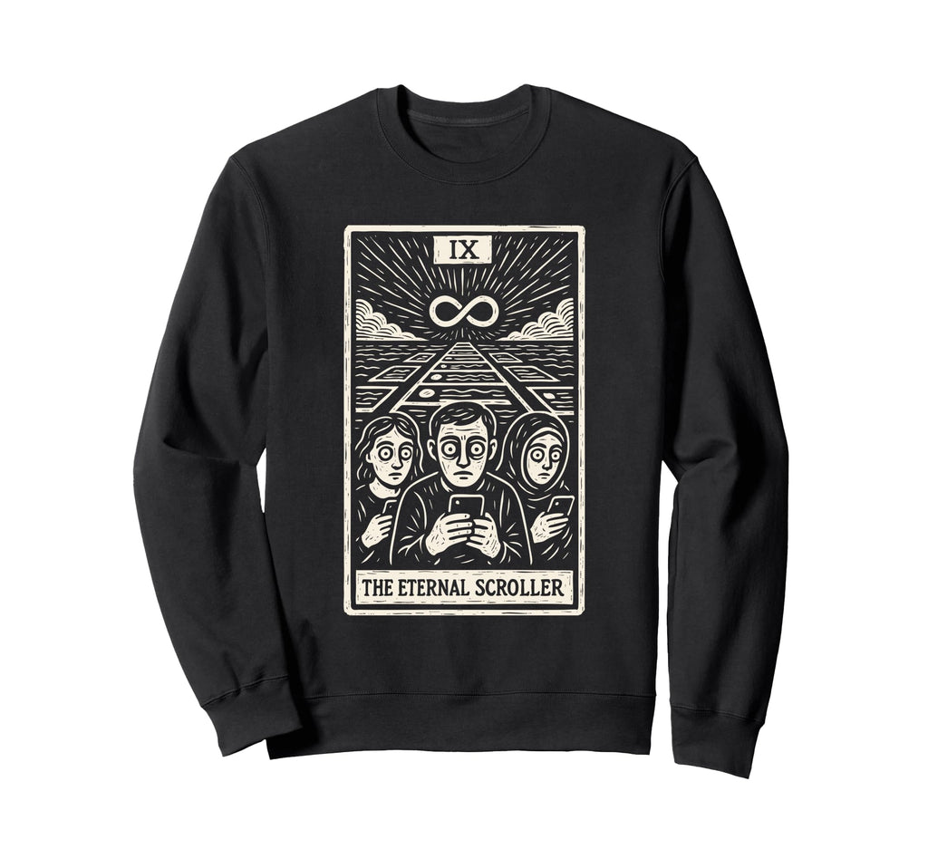 Eternal Scroller Tarot Card Meme Sweatshirt - Graphic Print Unisex - T-Shirt, Sweatshirt, Hoodie
