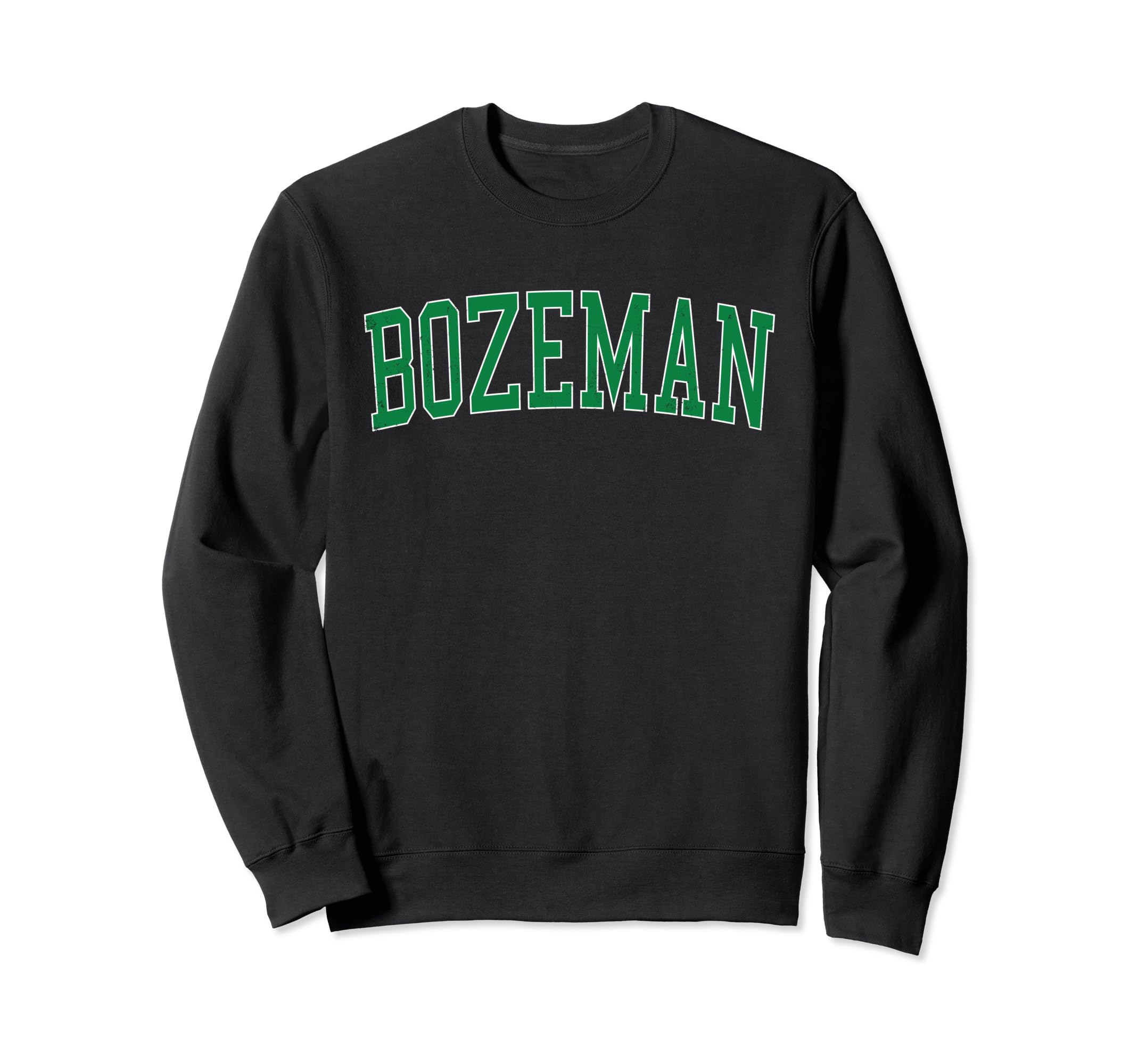 Bozeman Mt Distressed Green Varsity Sweatshirt - Unique Graphic for Adults - T-Shirt, Sweatshirt, Hoodie