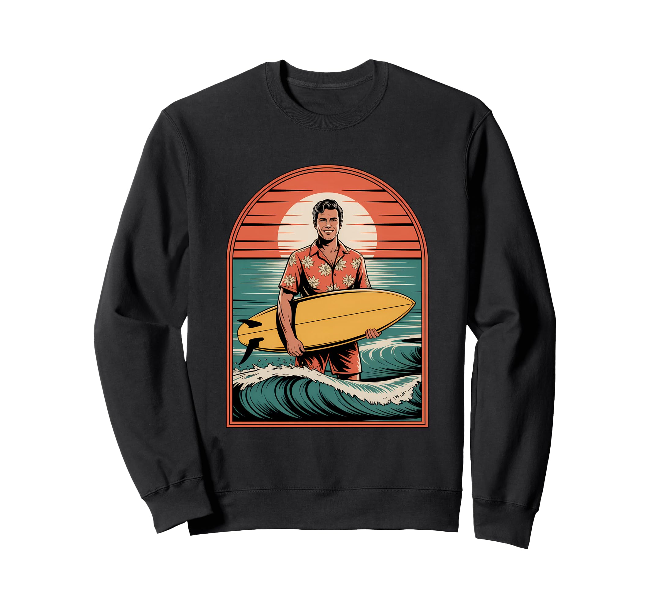 Surfing Funny Beach Waves Ocean Sweatshirt - Custom Art Print for Adults - T-Shirt, Sweatshirt, Hoodie