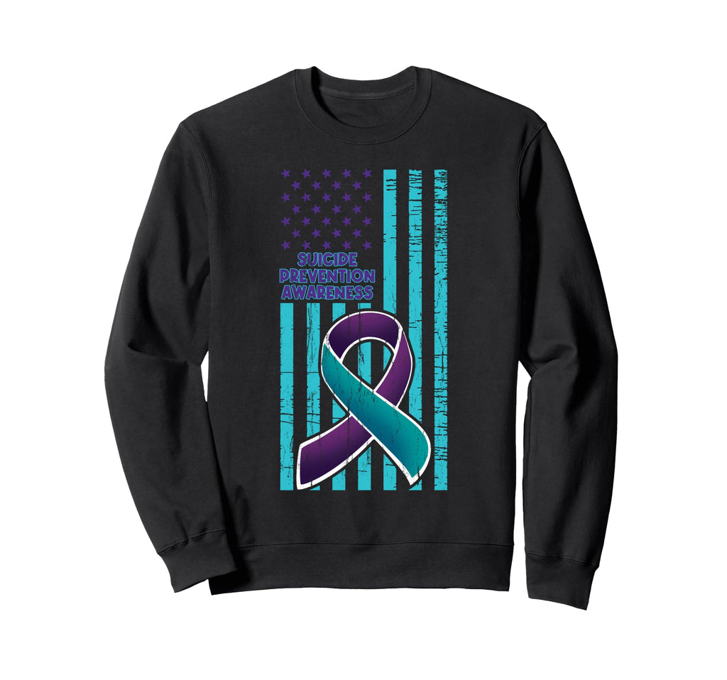 American Flag Ribbon Suicide Sweatshirt - Fun Novelty Design Men Women - T-Shirt, Sweatshirt, Hoodie