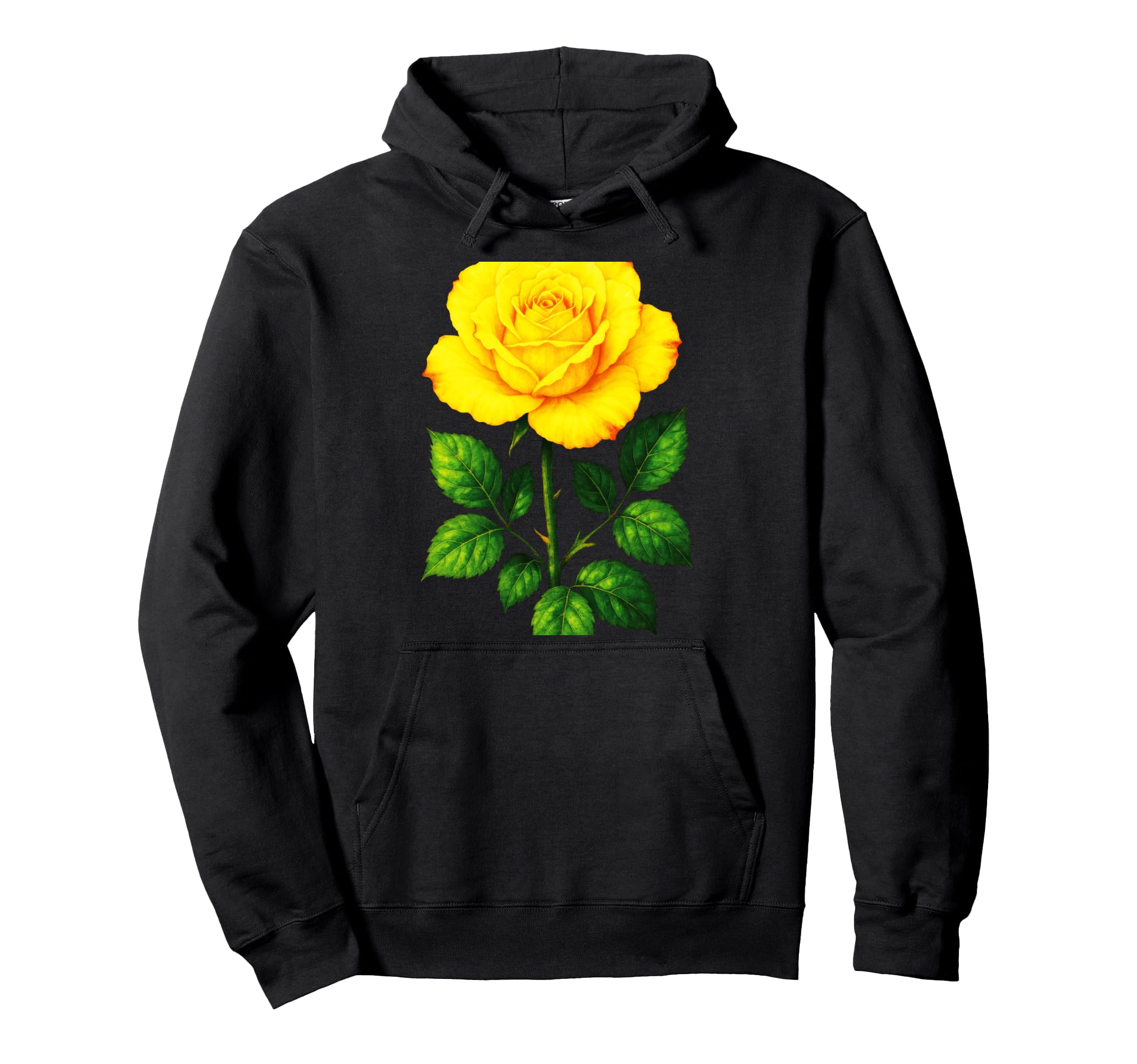 Yellow Rose Botanical Illustration Hoodie - Trendy Graphic Unisex - T-Shirt, Sweatshirt, Hoodie