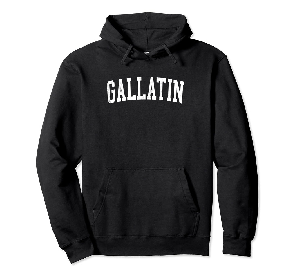 Gallatin Tn Distressed White Varsity Hoodie - Novelty Apparel Unisex - T-Shirt, Sweatshirt, Hoodie