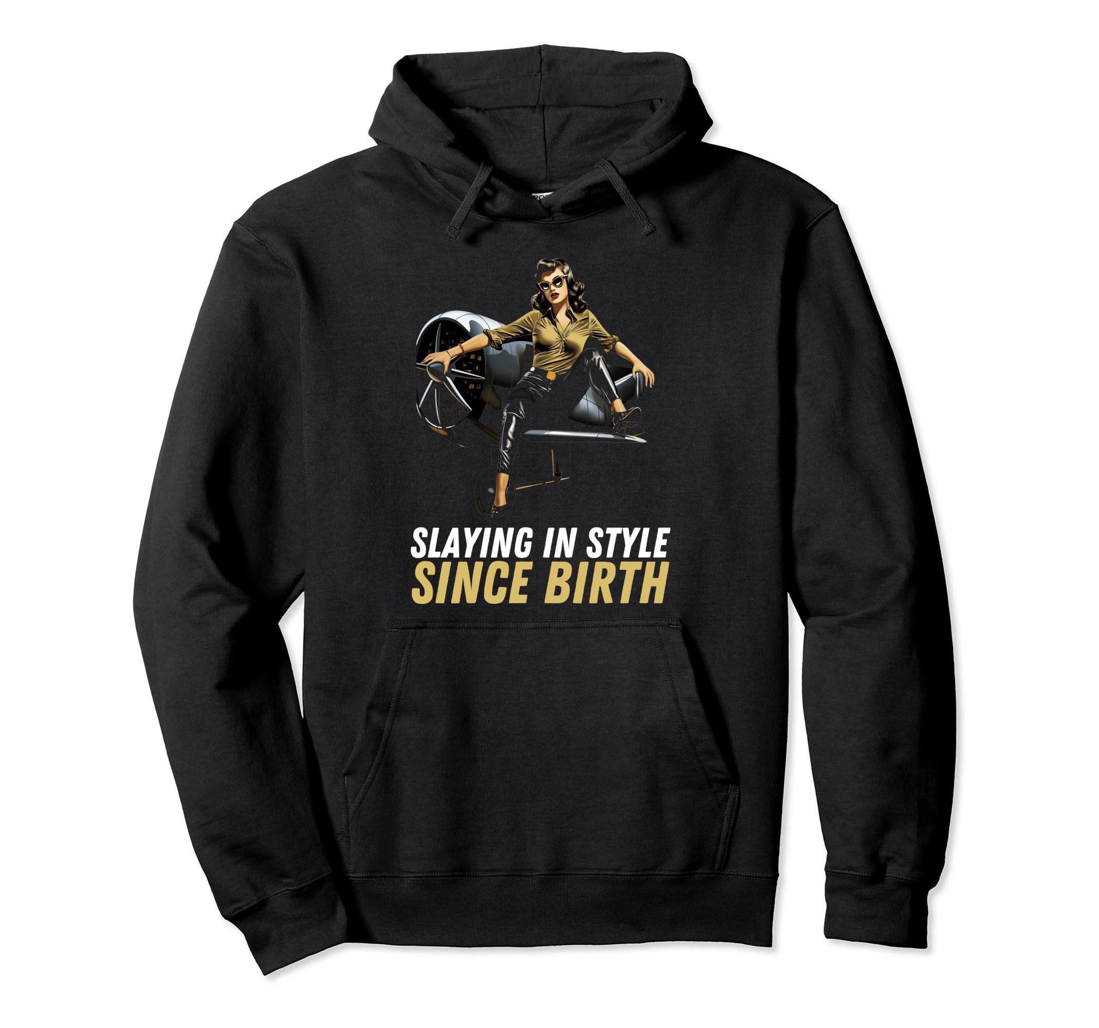 Pin Up Military Aircraft Slaying Hoodie - Streetwear Style for Adults - T-Shirt, Sweatshirt, Hoodie
