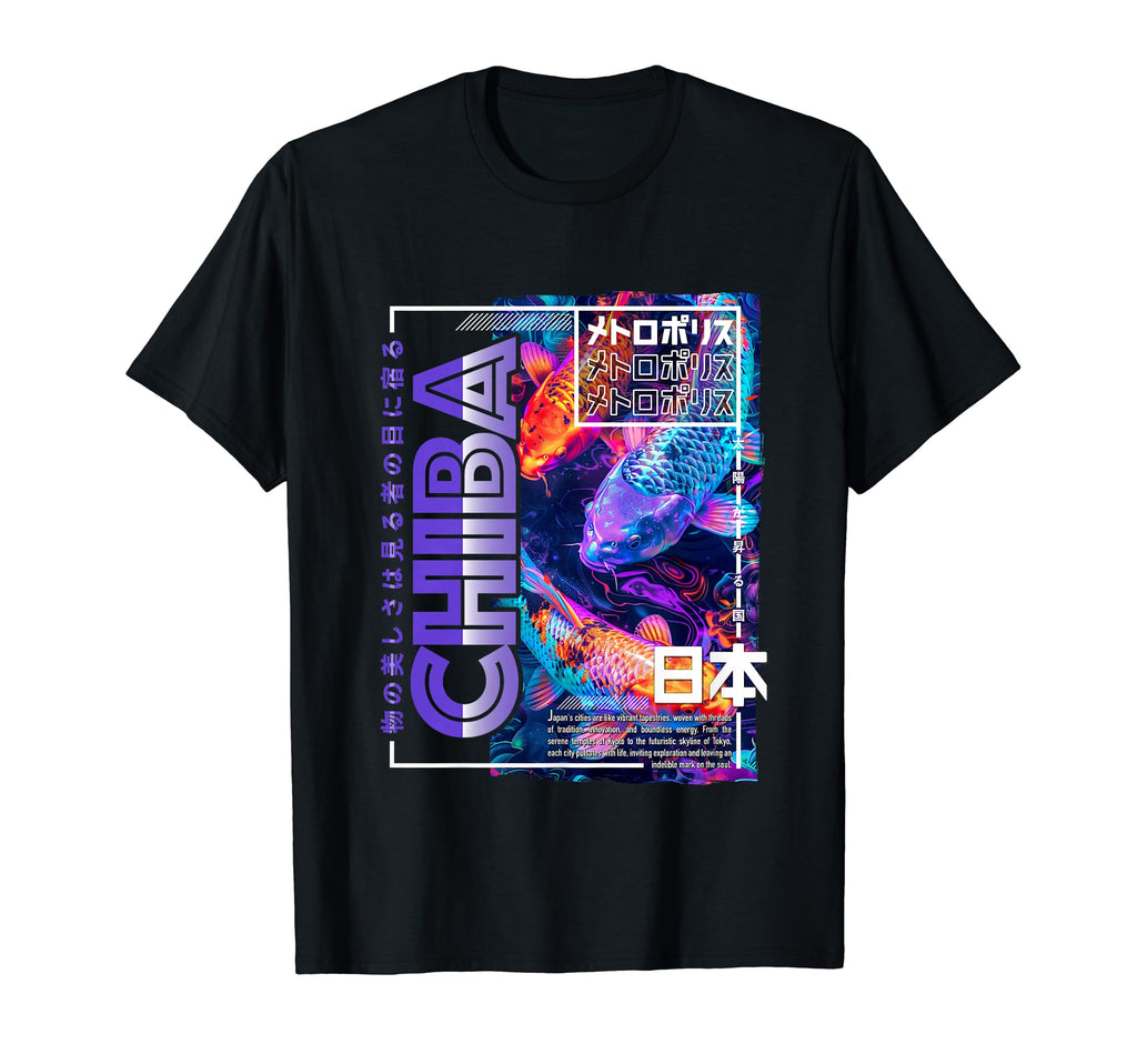 Chiba City 80S Synthwave Koi Carp Japan T-Shirt - Streetwear Style Unisex - T-Shirt, Sweatshirt, Hoodie