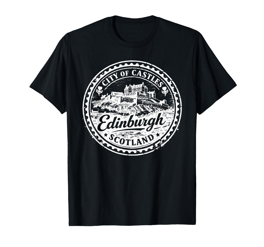 Edinburgh Scotland Uk Travel Stamp T-Shirt - Novelty Apparel Unisex - T-Shirt, Sweatshirt, Hoodie