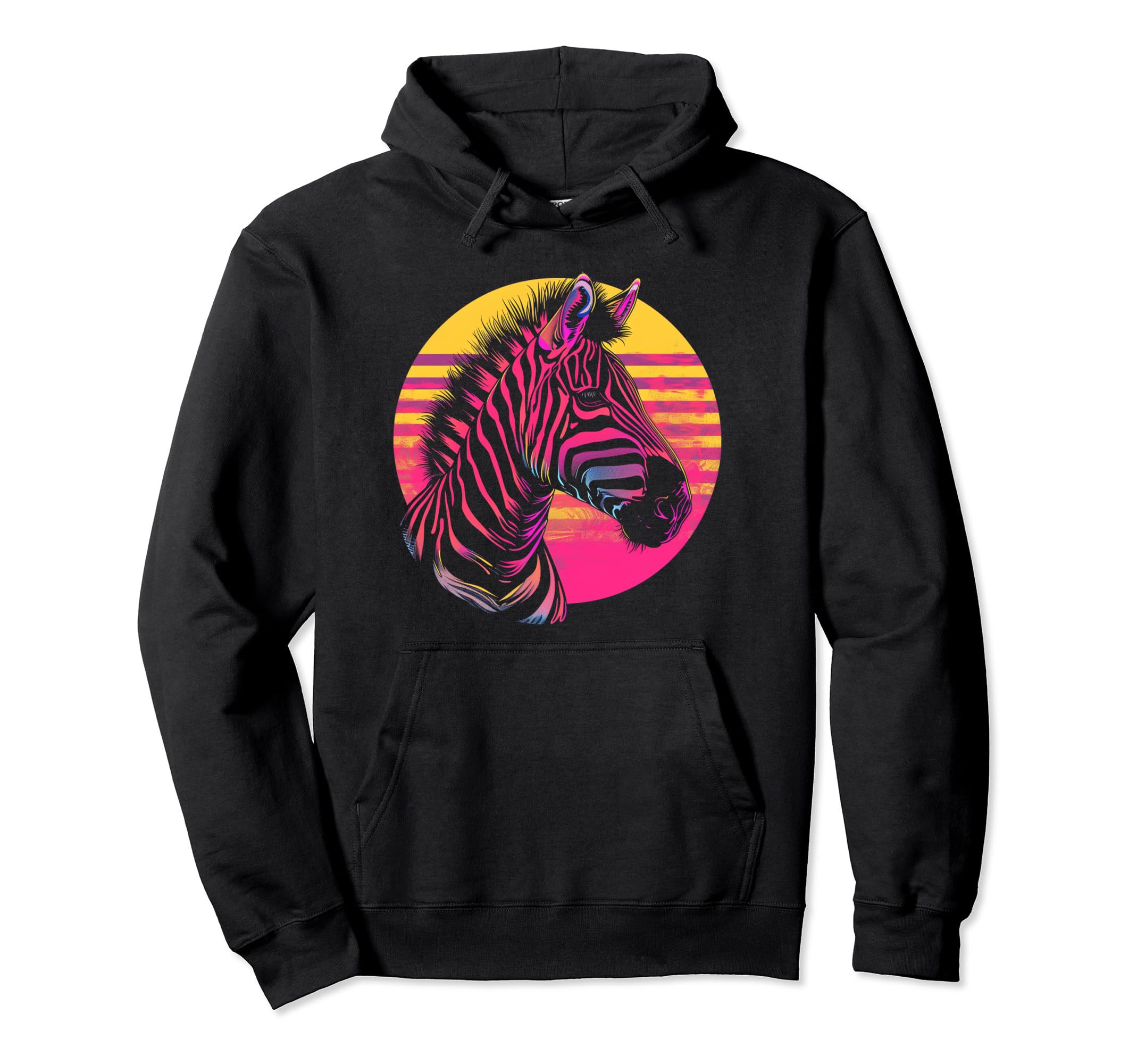 Zebra Vaporwave Aesthetic Synthwave Hoodie - Minimalist Print Men Women - T-Shirt, Sweatshirt, Hoodie