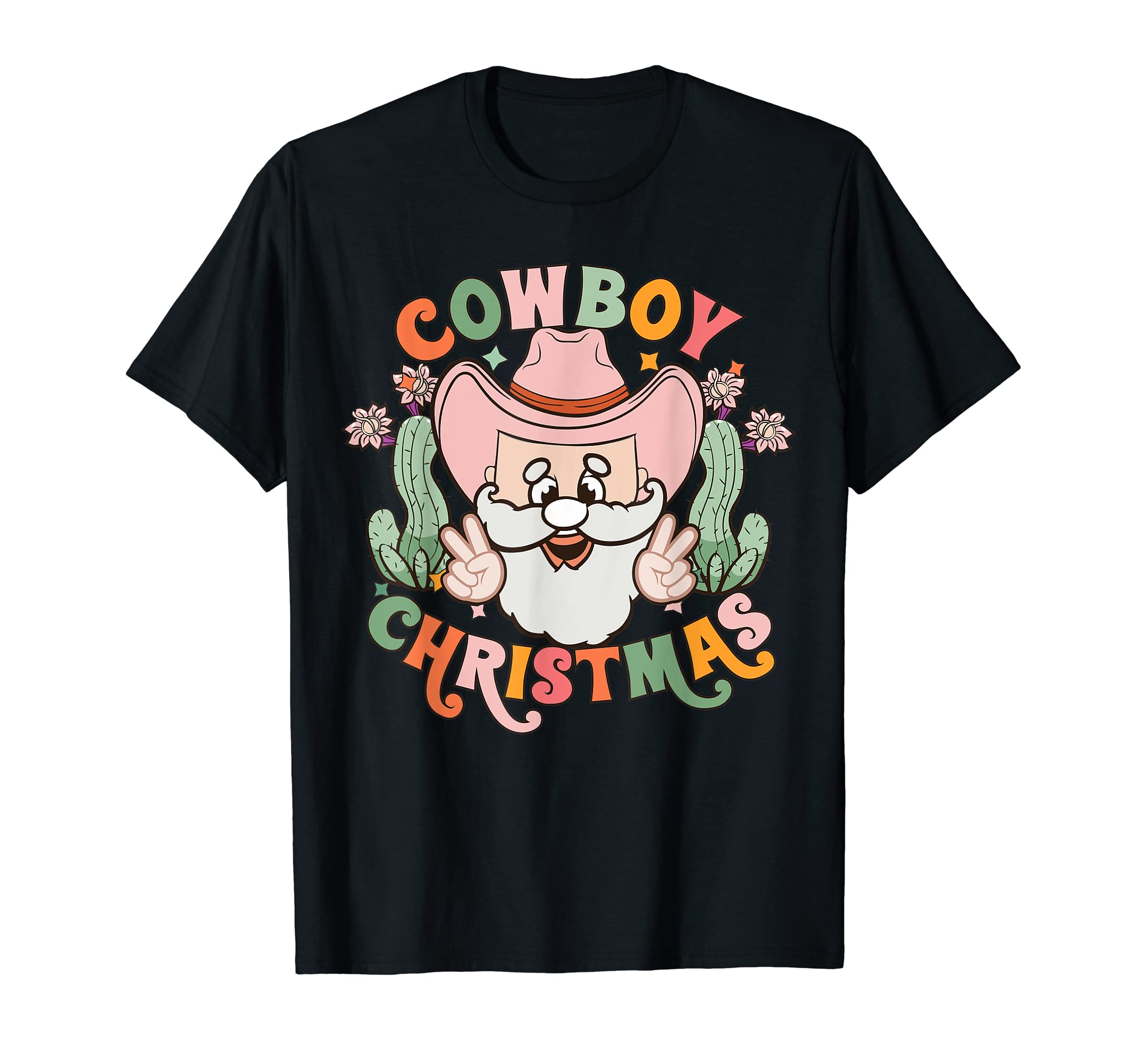 Groovy Cowboy Santa Claus Western T-Shirt - Unique Graphic Men Women - T-Shirt, Sweatshirt, Hoodie