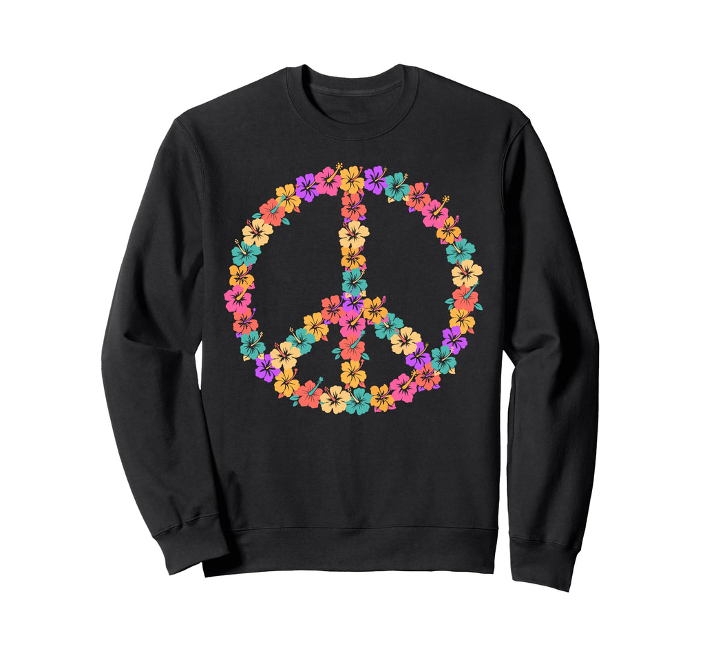 Peace Sign Flowers Aloha Hawaii Sweatshirt - Unique Graphic Unisex - T-Shirt, Sweatshirt, Hoodie