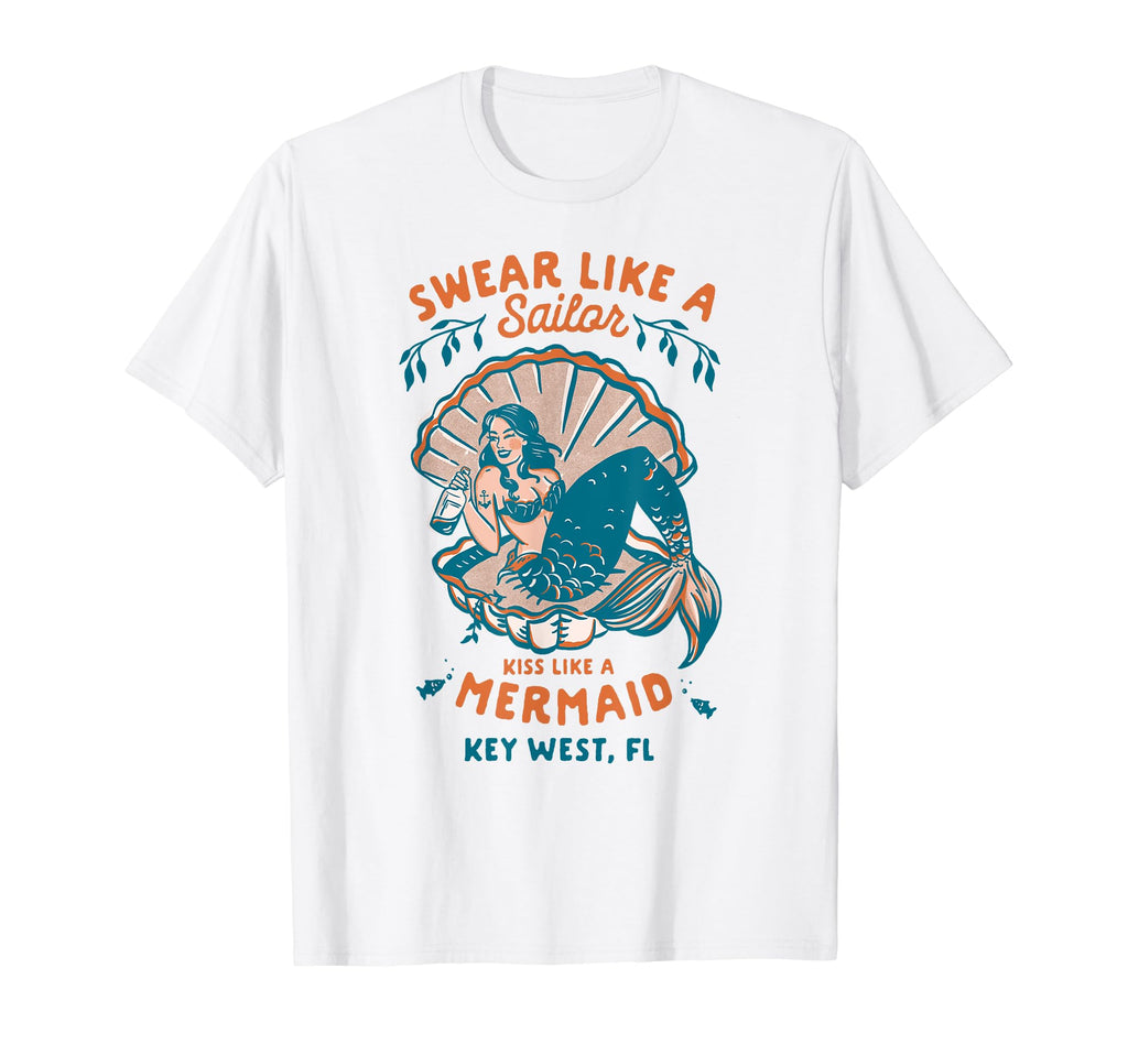 Key West Florida Funny Mermaid Clam T-Shirt - Aesthetic Graphic for Adults - T-Shirt, Sweatshirt, Hoodie