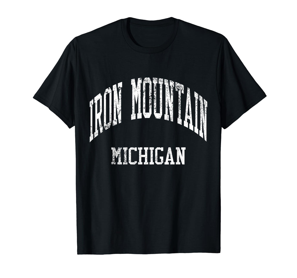 Iron Mountain Michigan 70S College T-Shirt - Fun Novelty Design for Adults - T-Shirt, Sweatshirt, Hoodie