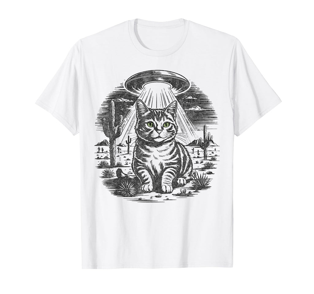 Funny Cat Western Ufo Cowboy Cat T-Shirt - Aesthetic Graphic for Adults - T-Shirt, Sweatshirt, Hoodie