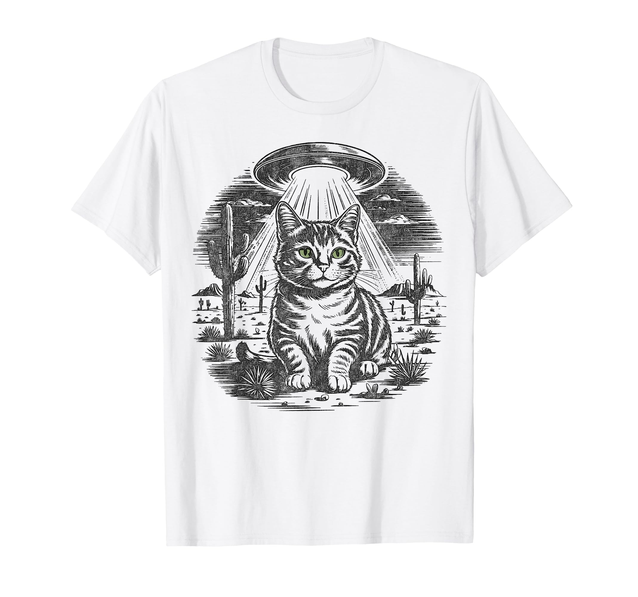 Funny Cat Western Ufo Cowboy Cat T-Shirt - Aesthetic Graphic for Adults - T-Shirt, Sweatshirt, Hoodie