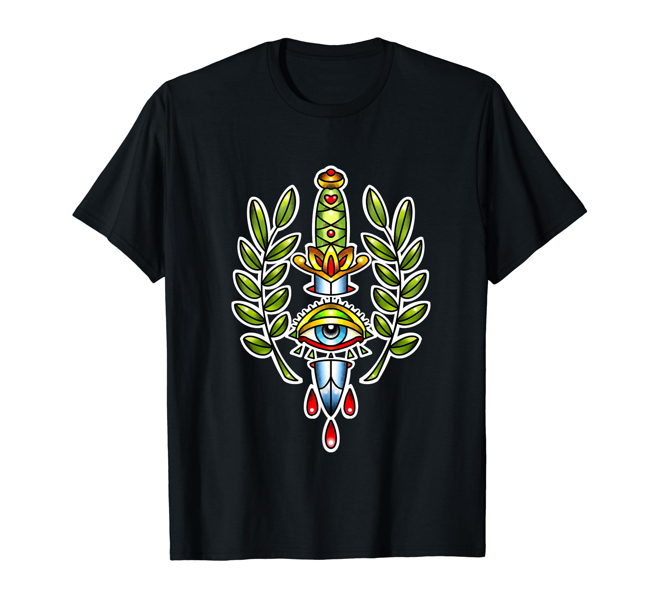 Traditional Tattoo Dagger Knife Eye T-Shirt - Aesthetic Graphic Men Women - T-Shirt, Sweatshirt, Hoodie