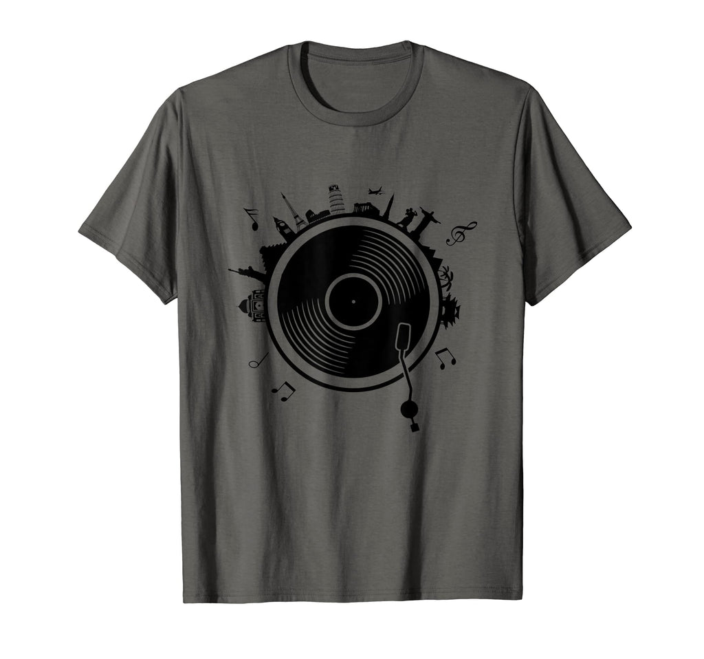 Vinyl Globe Turntable Record Player T-Shirt - Casual Everyday Wear Unisex - T-Shirt, Sweatshirt, Hoodie