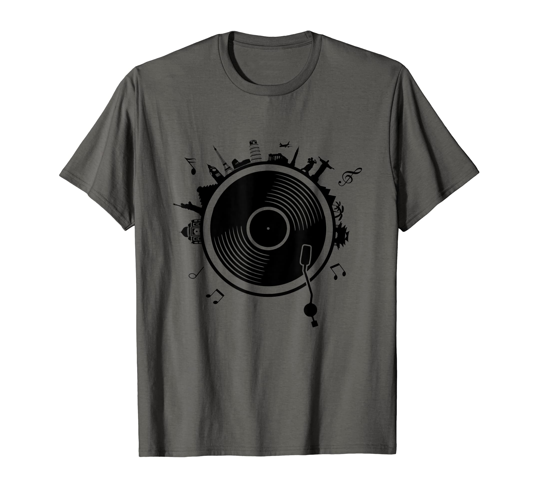 Vinyl Globe Turntable Record Player T-Shirt - Casual Everyday Wear Unisex - T-Shirt, Sweatshirt, Hoodie