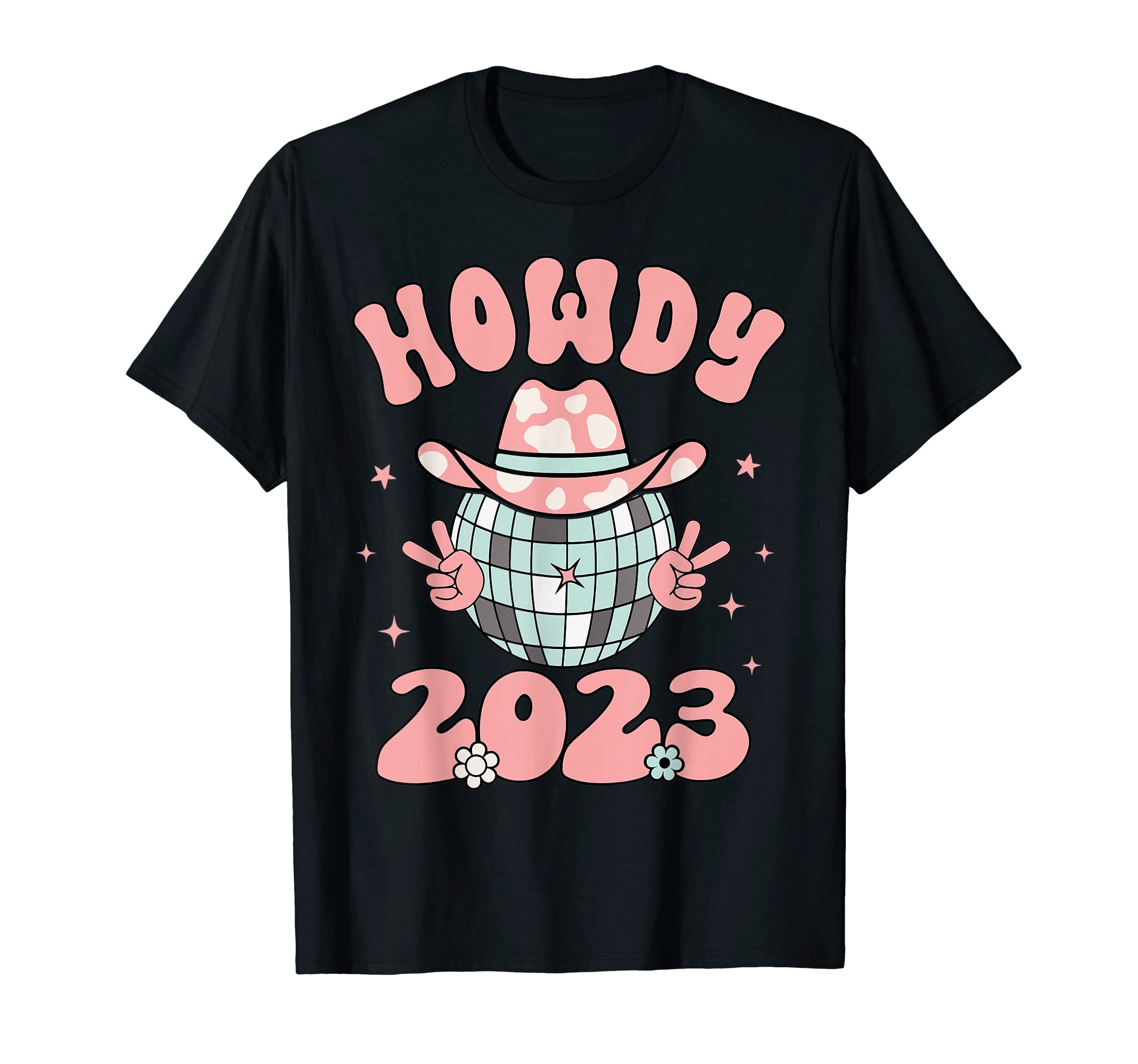 Howdy 2023 Groovy Happy New Year T-Shirt - Minimalist Print Men Women - T-Shirt, Sweatshirt, Hoodie