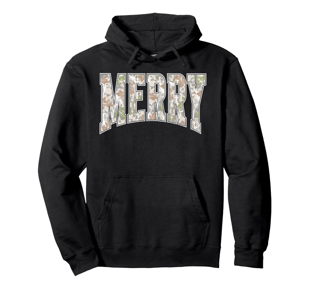 Merry Letter Font Minimal Holiday Hoodie - Streetwear Style Unisex - T-Shirt, Sweatshirt, Hoodie