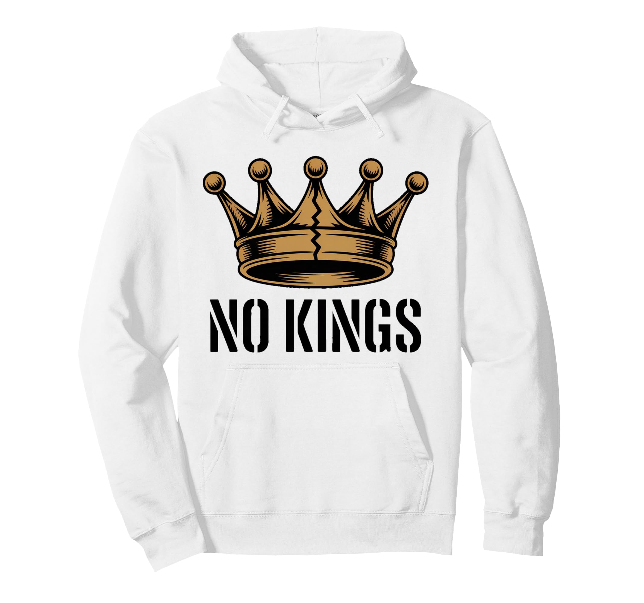No Kings Broken Crown Rebellious Hoodie - Streetwear Style for Adults - T-Shirt, Sweatshirt, Hoodie