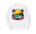 70S 80S Palm Tree Beach Sunset Sweatshirt - Custom Art Print Men Women - T-Shirt, Sweatshirt, Hoodie