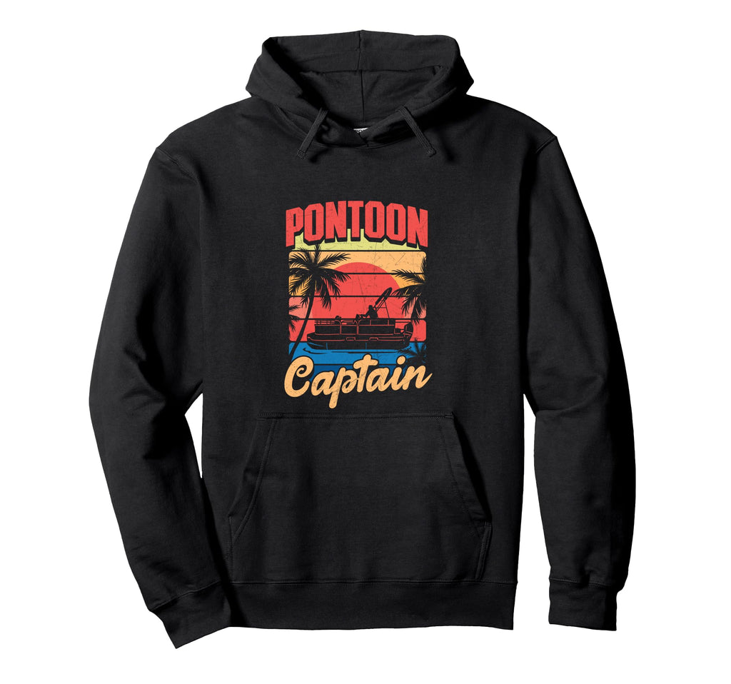 Pontoon Captain Tropical Sunset Hoodie - Trendy Graphic Unisex - T-Shirt, Sweatshirt, Hoodie
