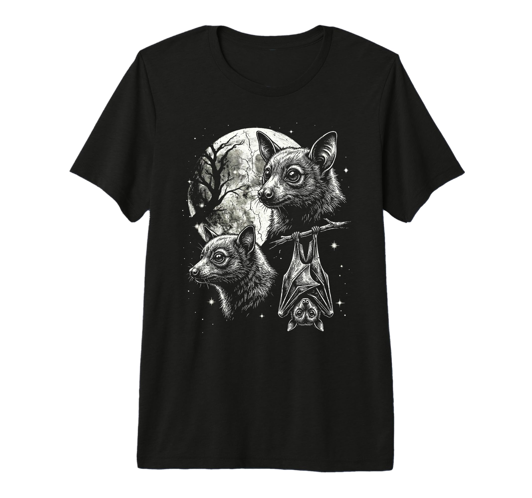 Bat 90S Aesthetic Y2K Bat Moon Tri Blend T-Shirt - Aesthetic Graphic Unisex - T-Shirt, Sweatshirt, Hoodie
