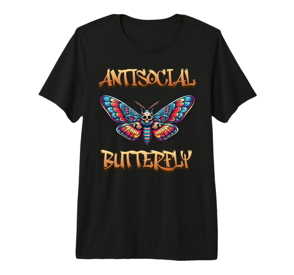 Antisocial Butterfly Tri Blend T-Shirt - Fun Novelty Design for Adults - T-Shirt, Sweatshirt, Hoodie